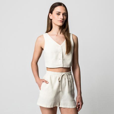 Manor Woman Top a righe senza maniche scollo a V  