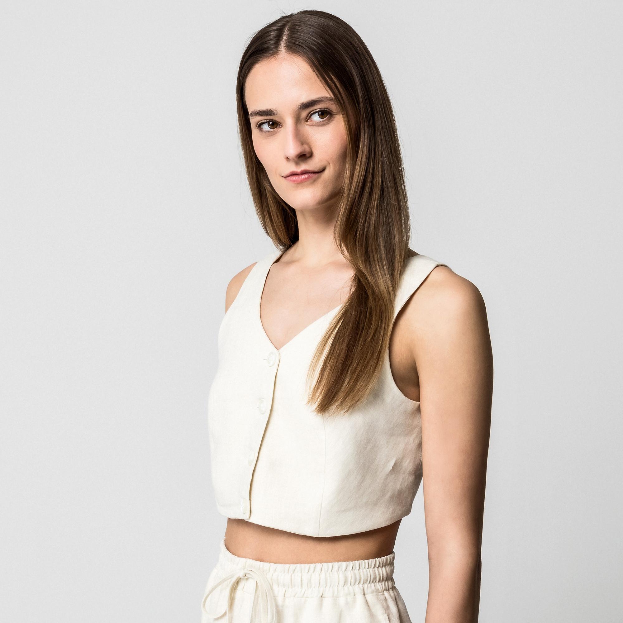 Manor Woman Top a righe senza maniche scollo a V  