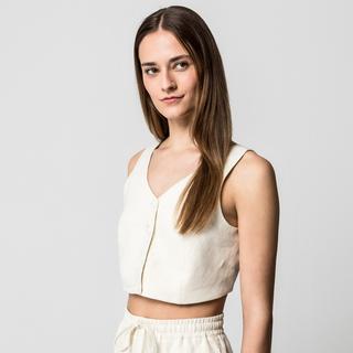 Manor Woman Top a righe senza maniche scollo a V  