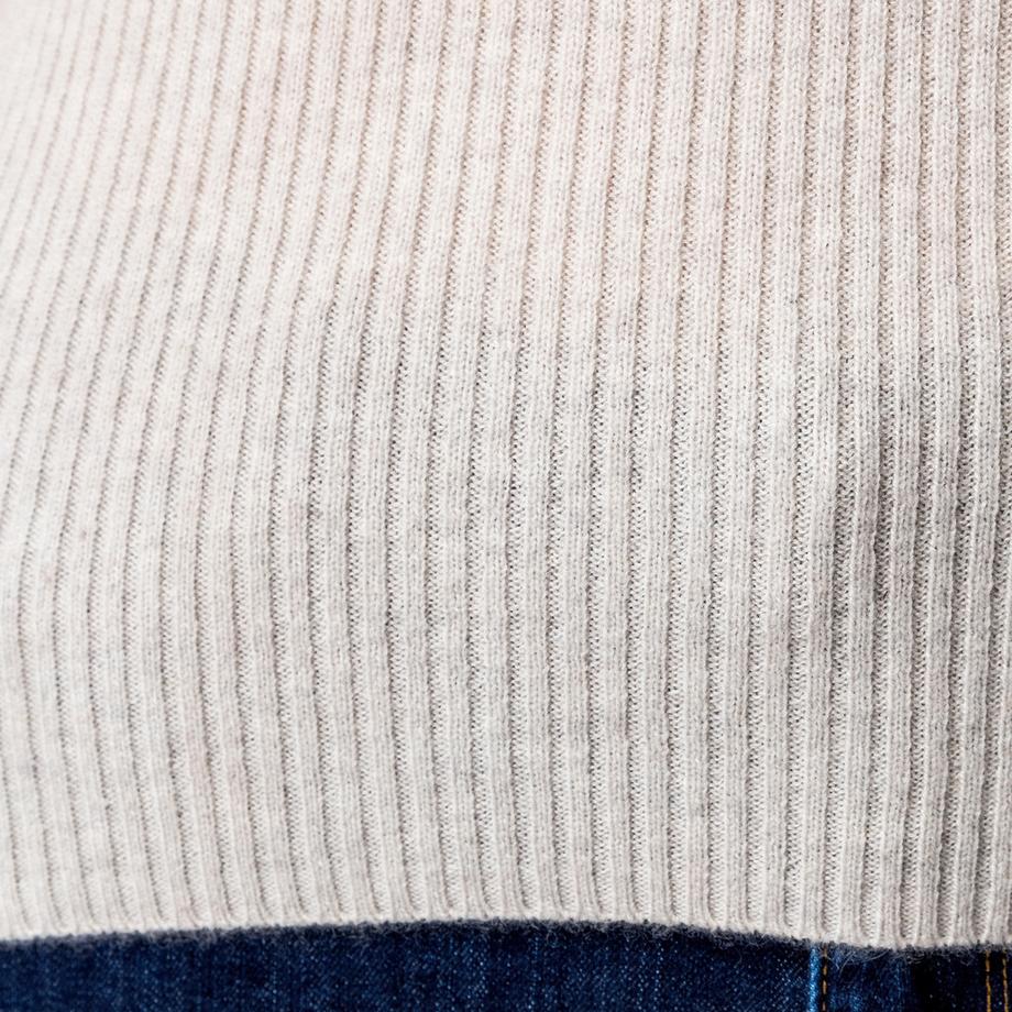 Manor Woman Cashmere Maglia a Coste Scollo a V Pullover Maniche Corte  