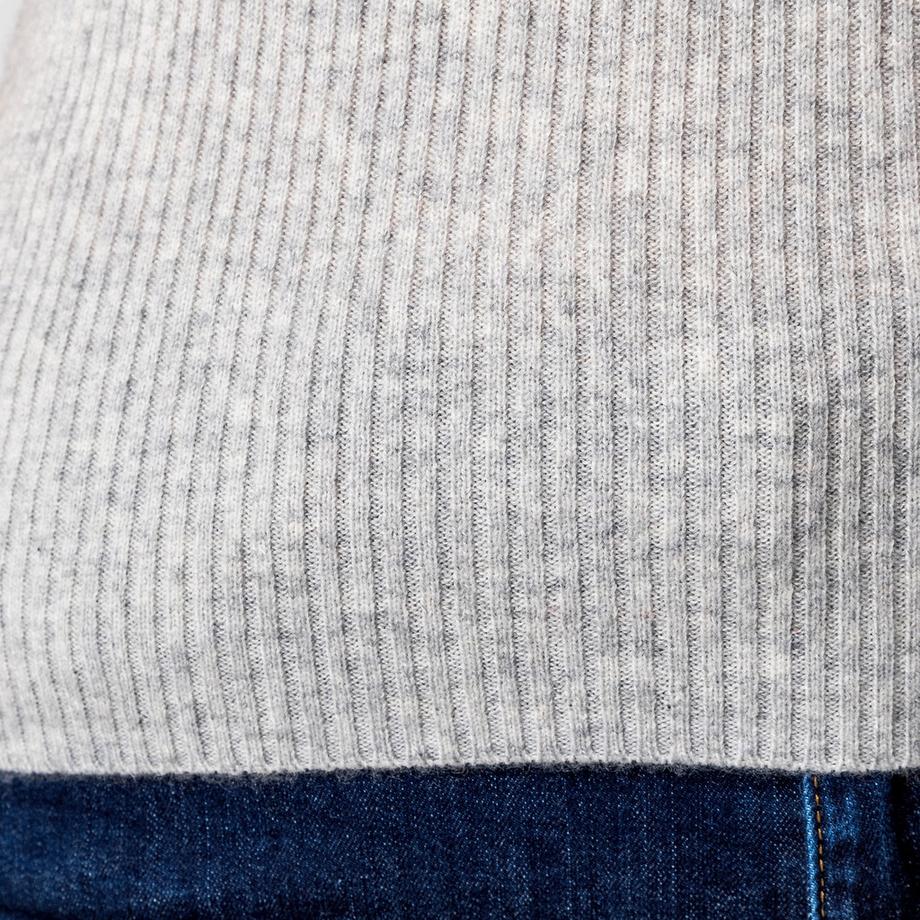 Manor Woman Kaschmir Rippstrick V-Ausschnitt Pullover Kurzarm  