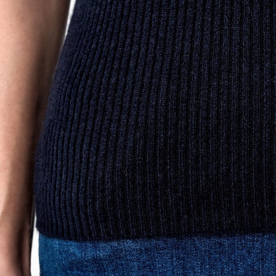 Manor Woman Cachemire Maille Côtelée Col V Pull Manches Courtes  