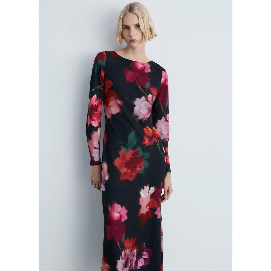 MANGO ALLEGRA2 Vestito Midi Maniche Lunghe Stampa Floreale  