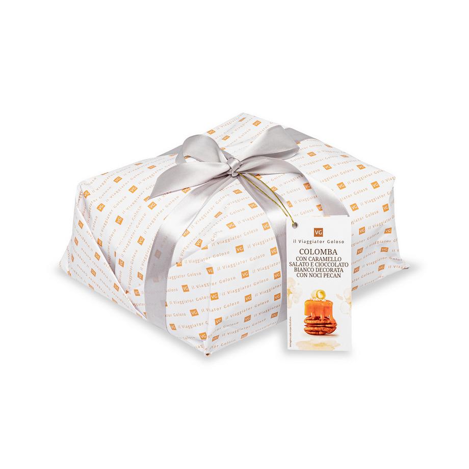 Colomba mit gesalzenem Karamell und weisser Schokolade
