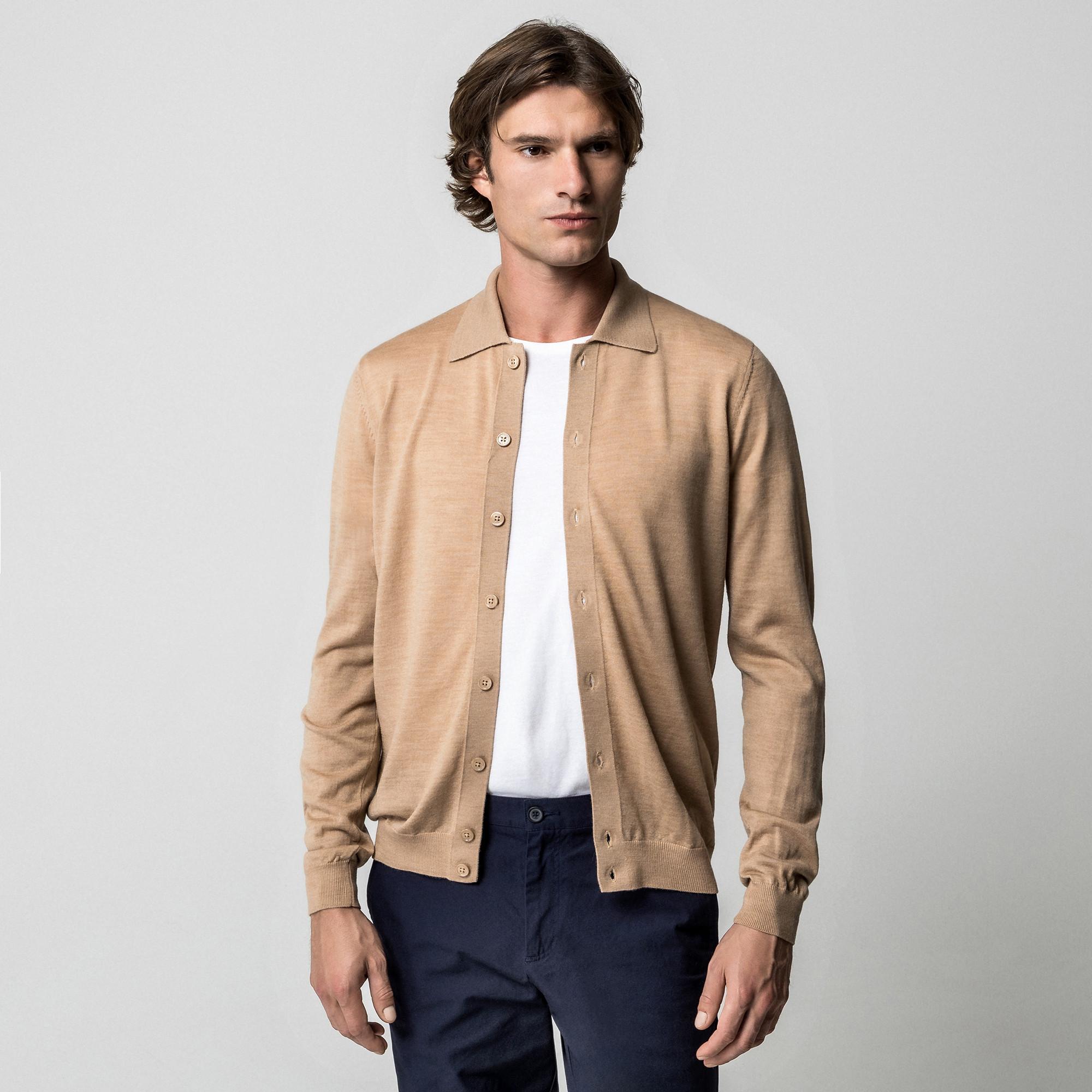 Manor Man Cardigan Regular Fit en Laine Mérinos  