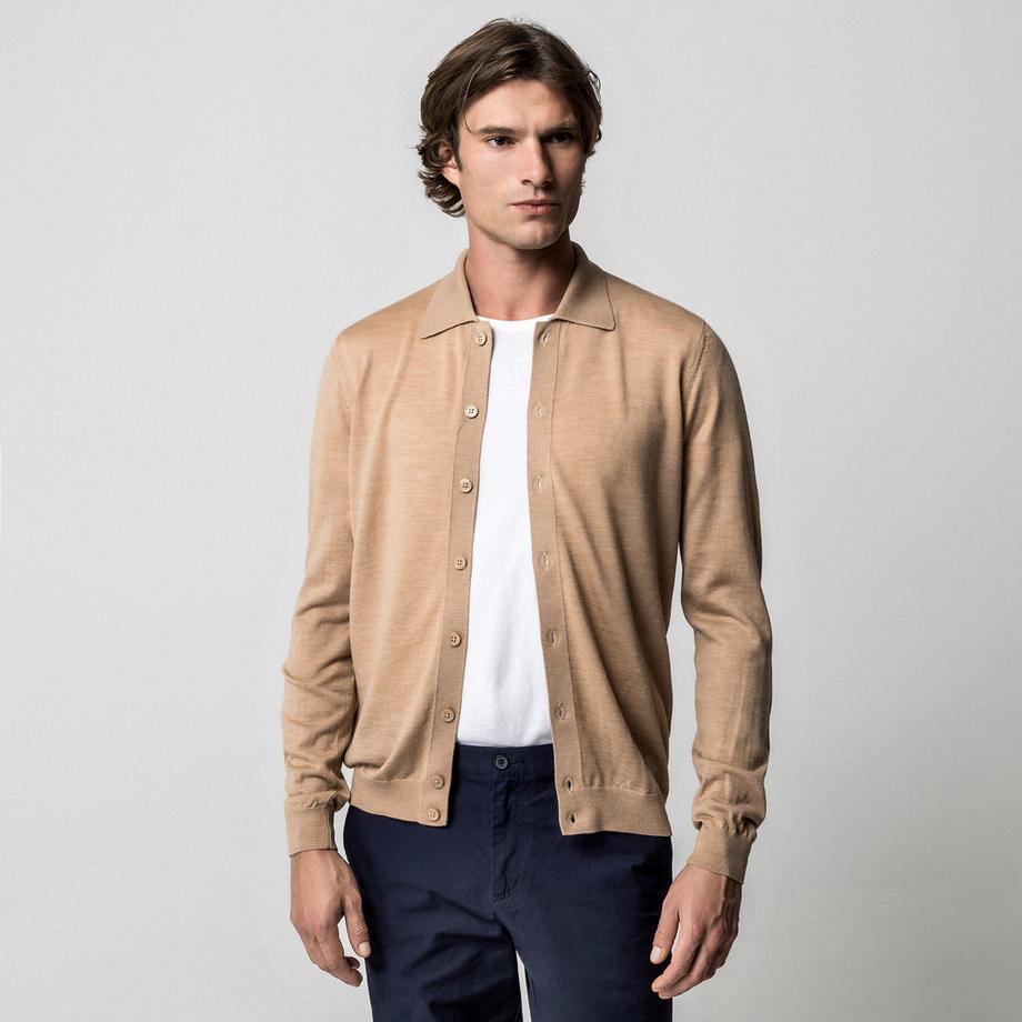 Manor Man Cardigan Regular Fit en Laine Mérinos  