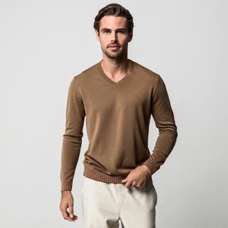 Manor Man Pull col V poignets à motifs  