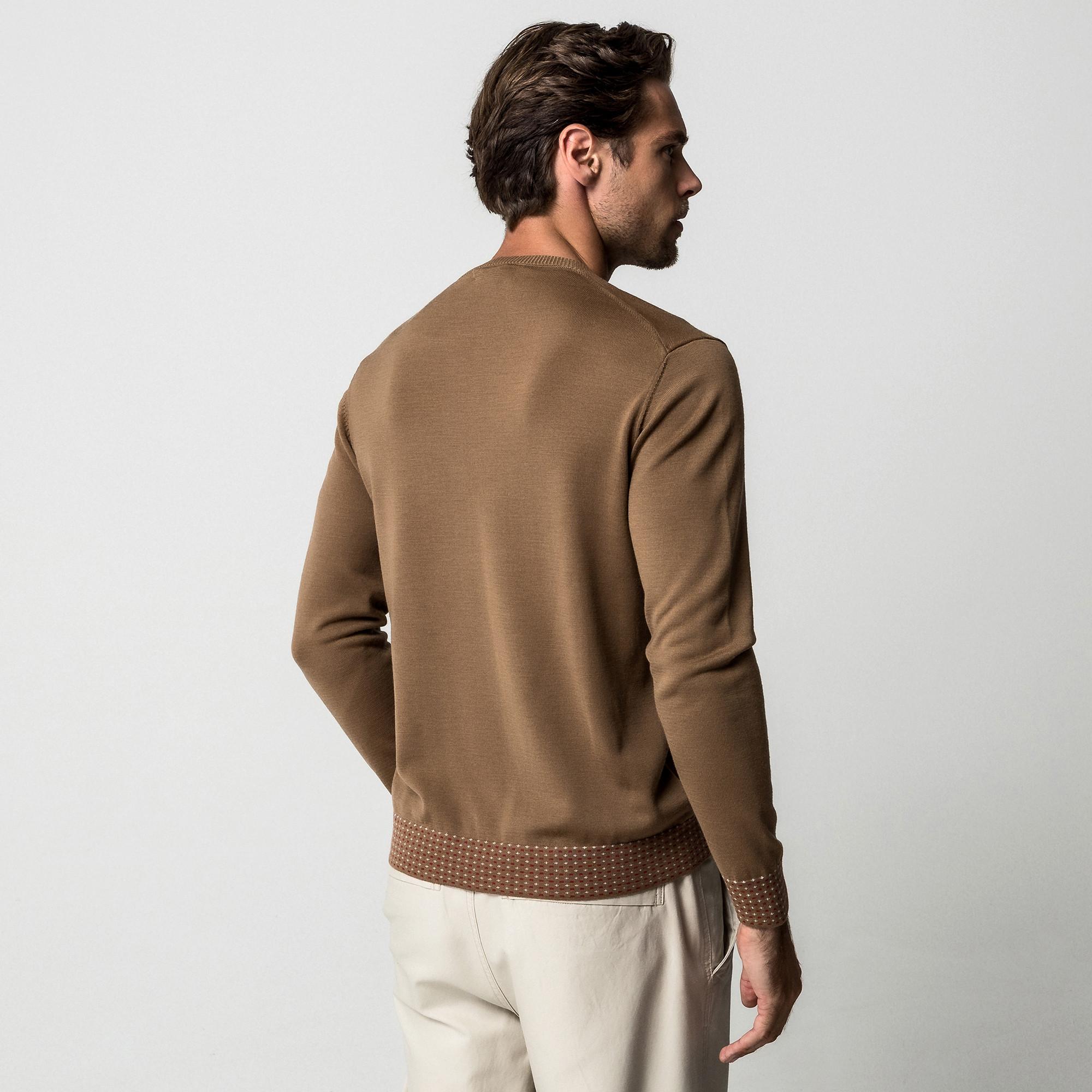 Manor Man Pull col V poignets à motifs  