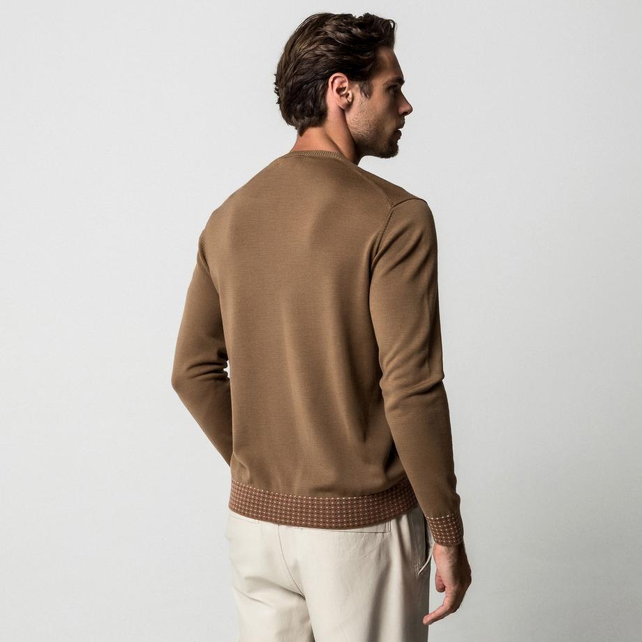 Manor Man Pull col V poignets à motifs  