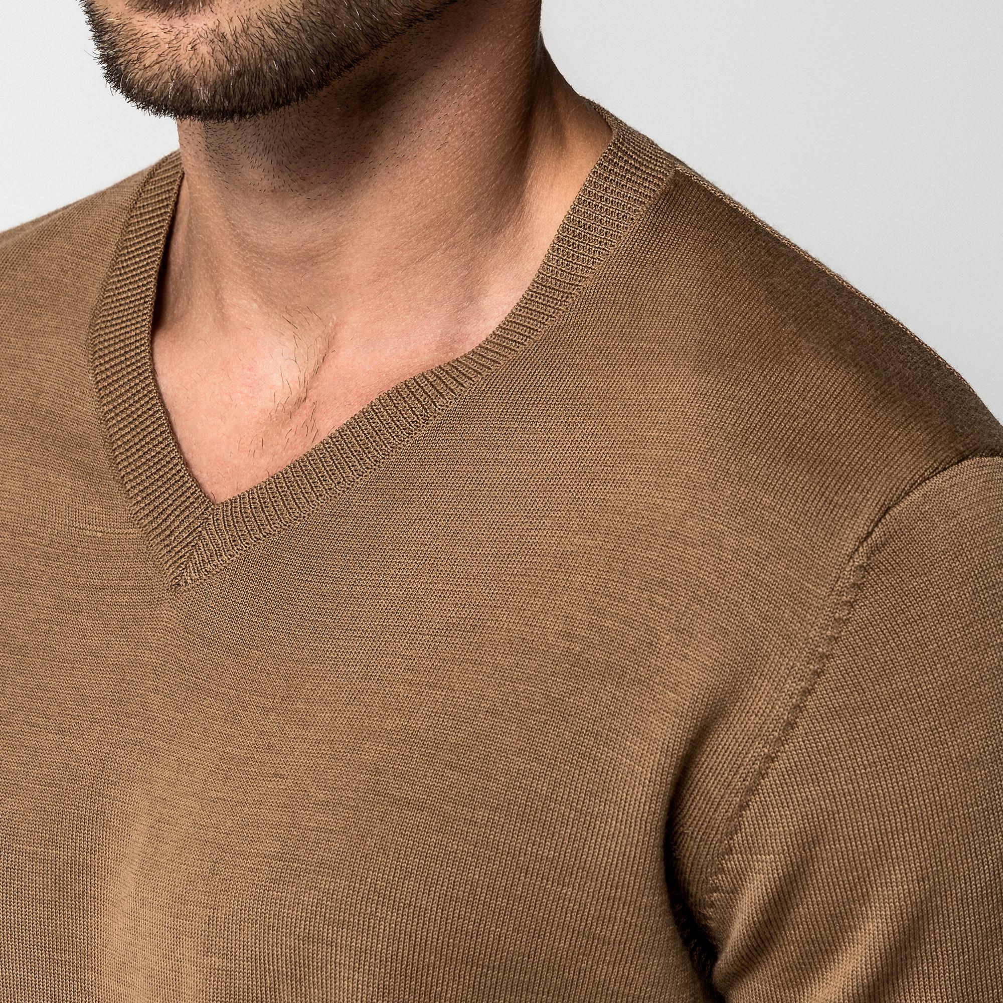 Manor Man Pull col V poignets à motifs  