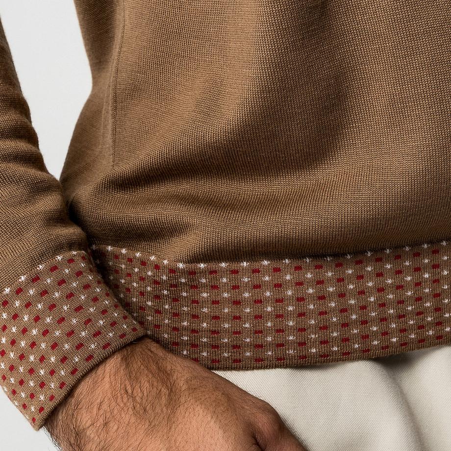 Manor Man Pull col V poignets à motifs  