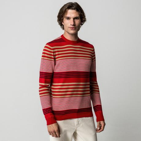 Manor Man Pull Rayé Col Rond  