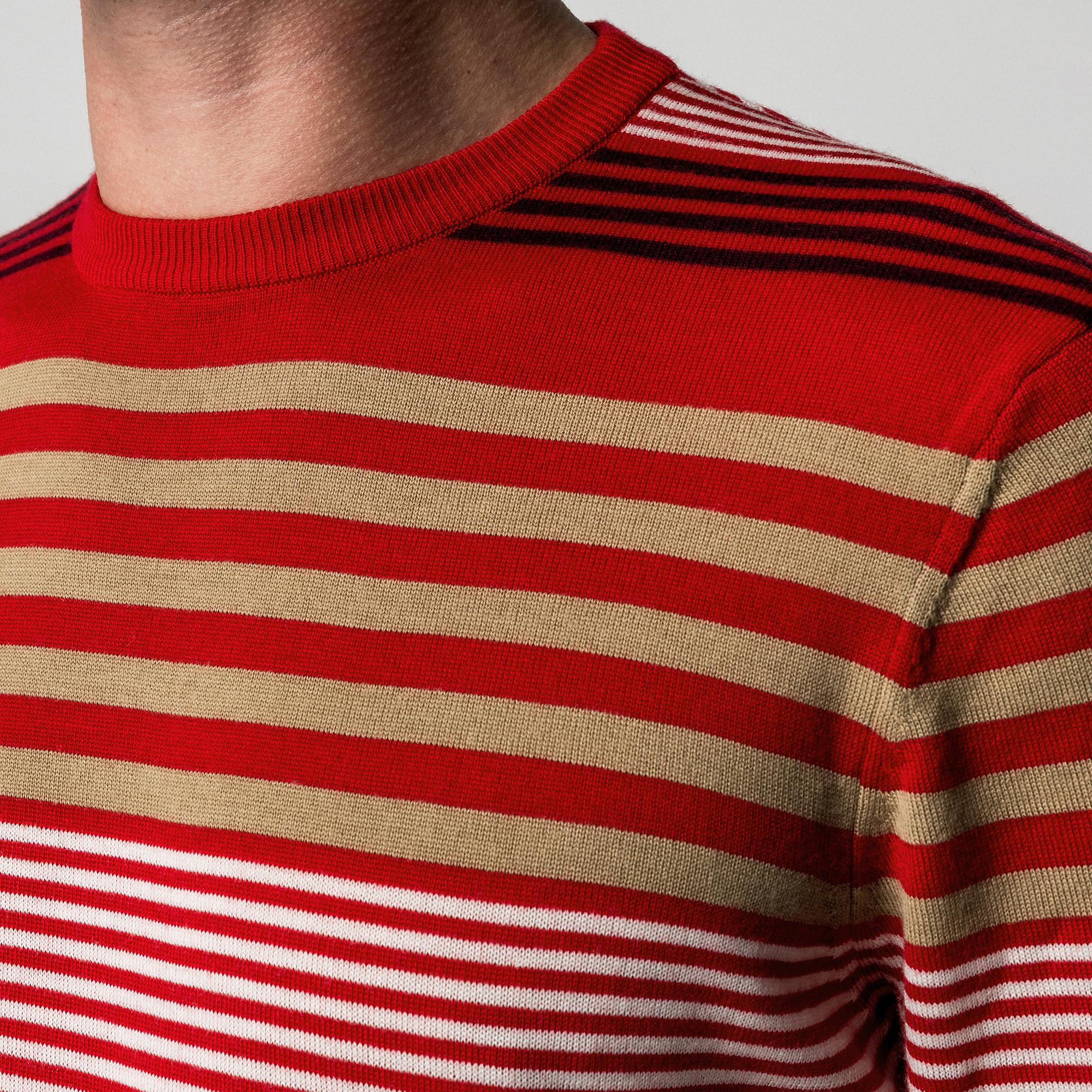 Manor Man Pull Rayé Col Rond  