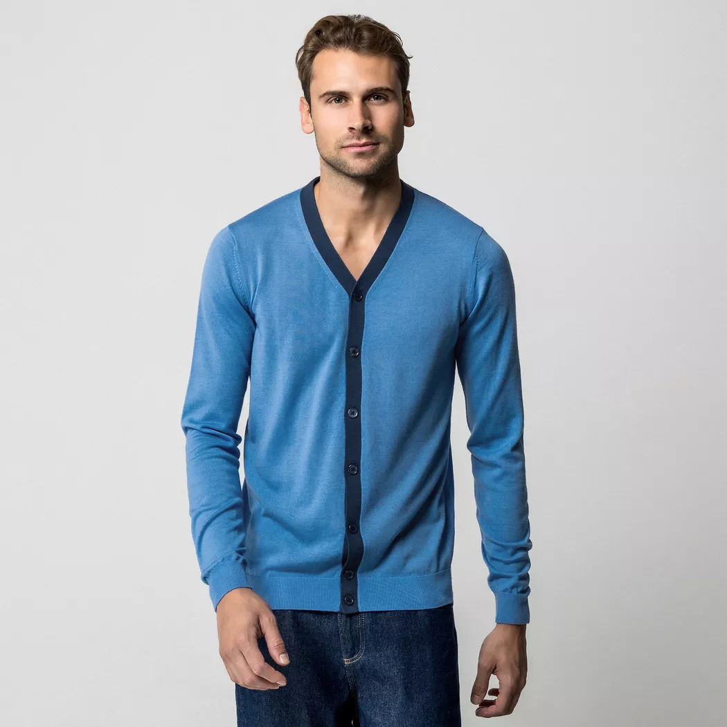 Manor Man - Cardigan, für Herren, Blau, Größe S