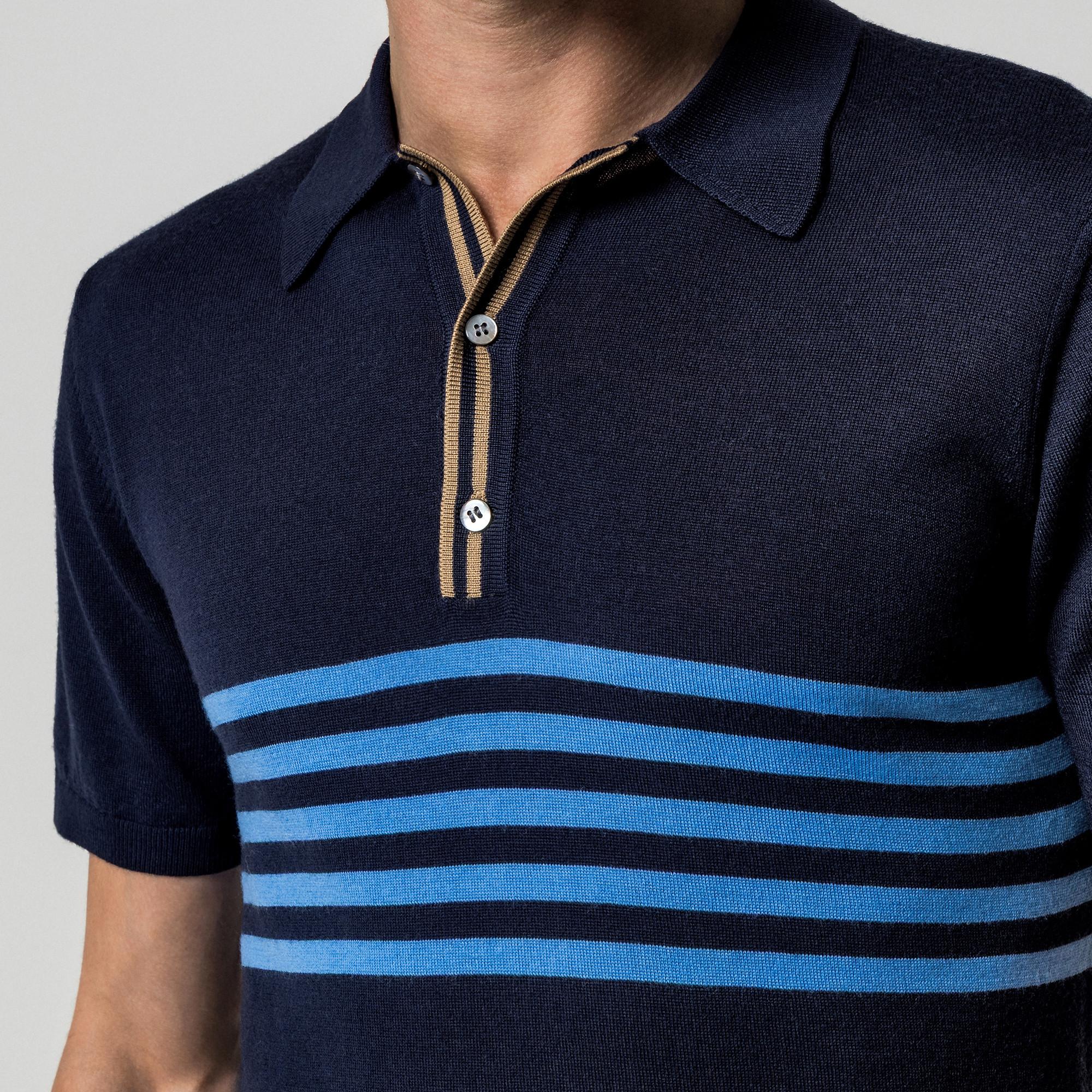 Manor Man Kurzarm Gestreifter Polo Pullover  