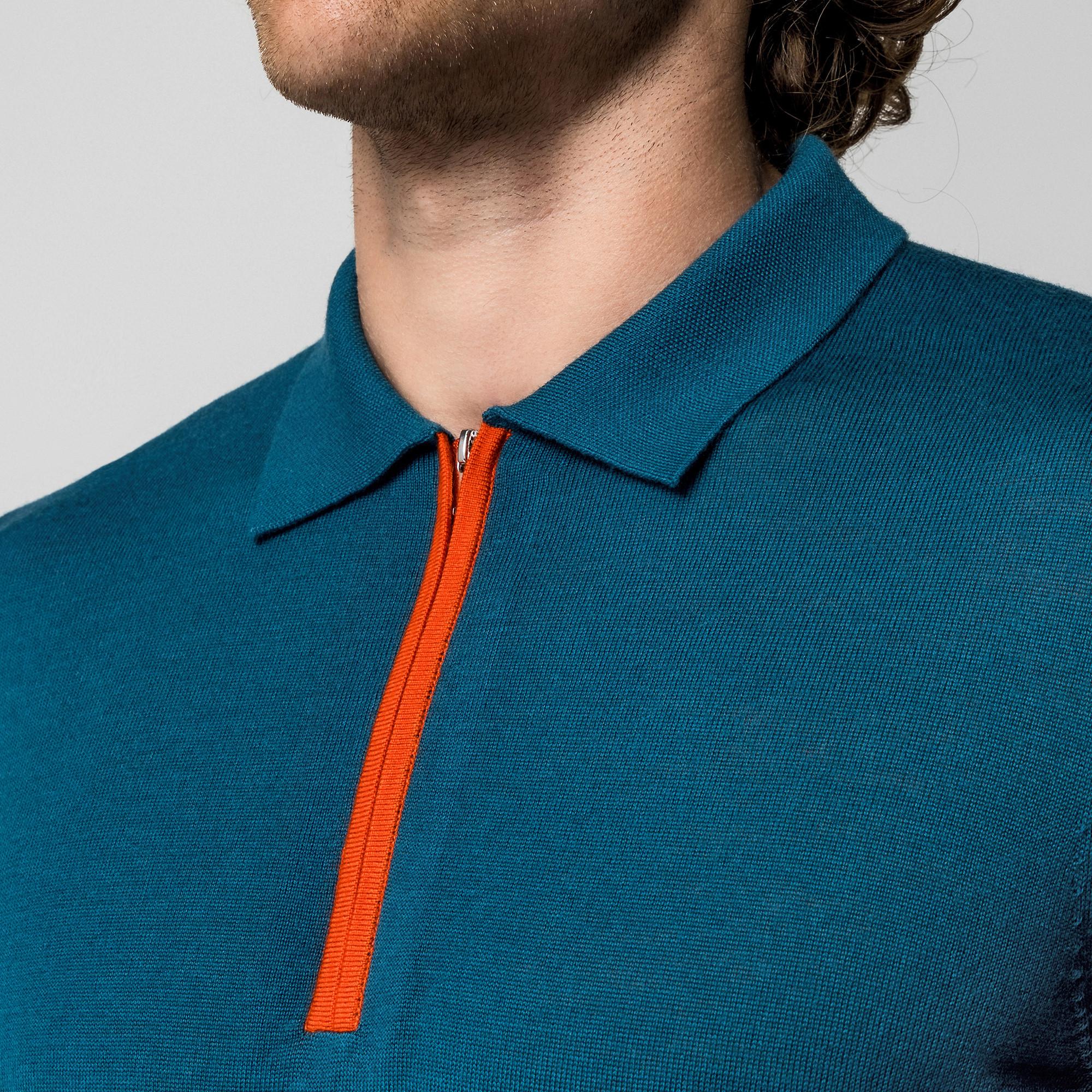 Manor Man Pullover avec fermeture éclair et col polo  
