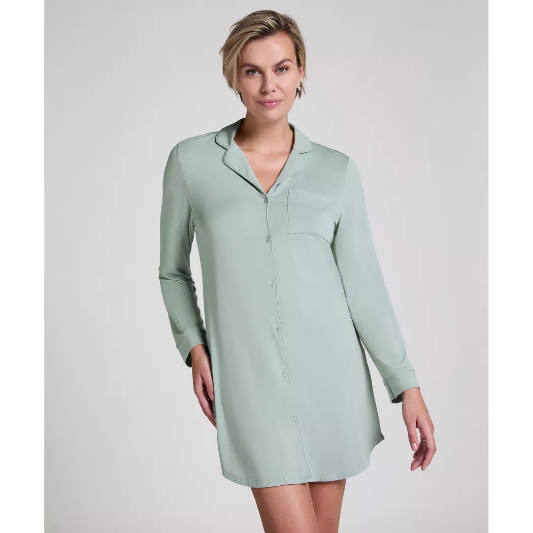 Hunkemöller - Nachthemd, langarm, für Damen, Grün Größe M