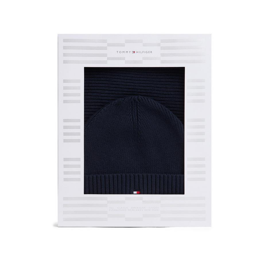 TOMMY HILFIGER Geripptes Mützen und Schal Set  
