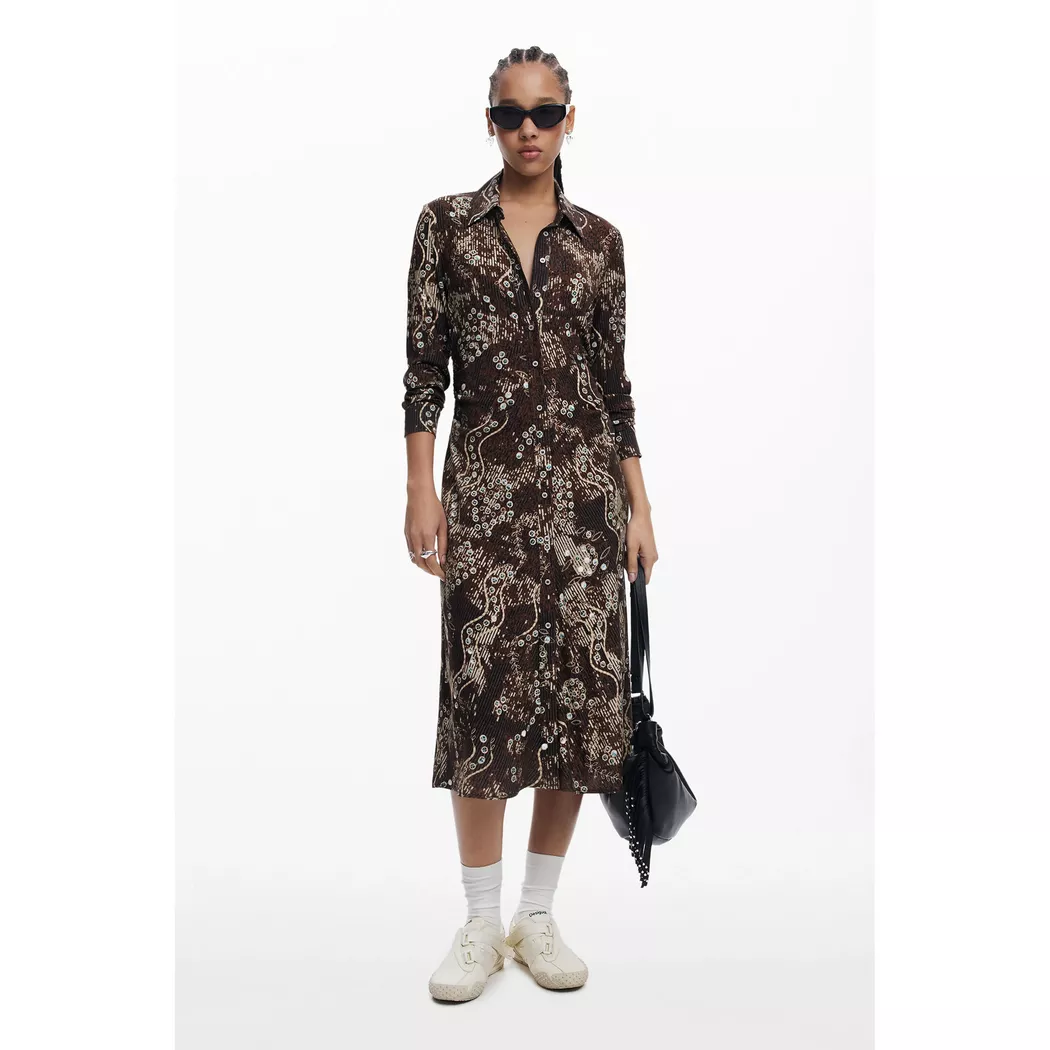 Desigual Robe chemise serpent BROWN XL female