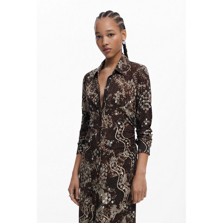Desigual Gemustertes Midi Blusenkleid  