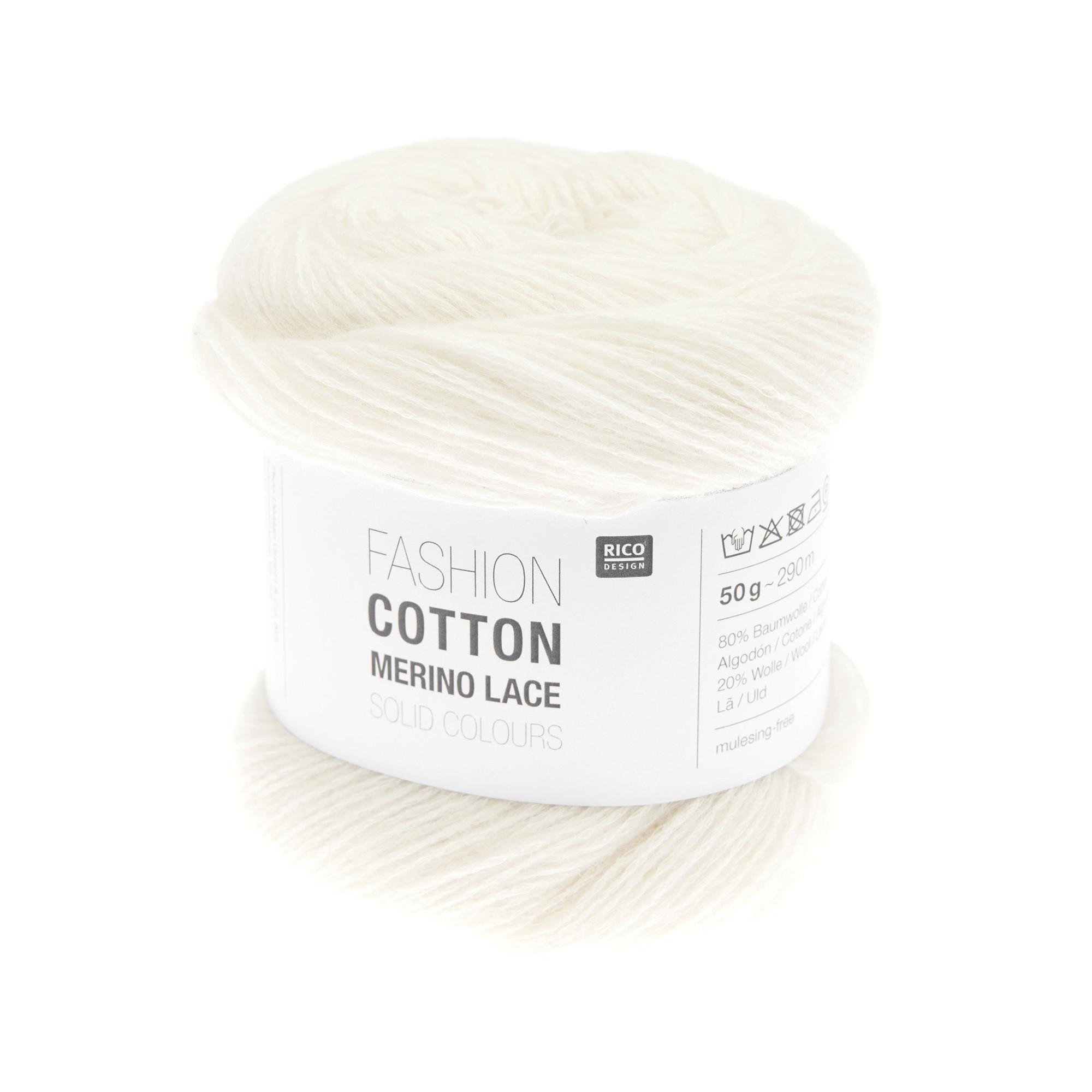RICO-Design Filato per maglieria Fashion Cot. Merino Lace Solid 