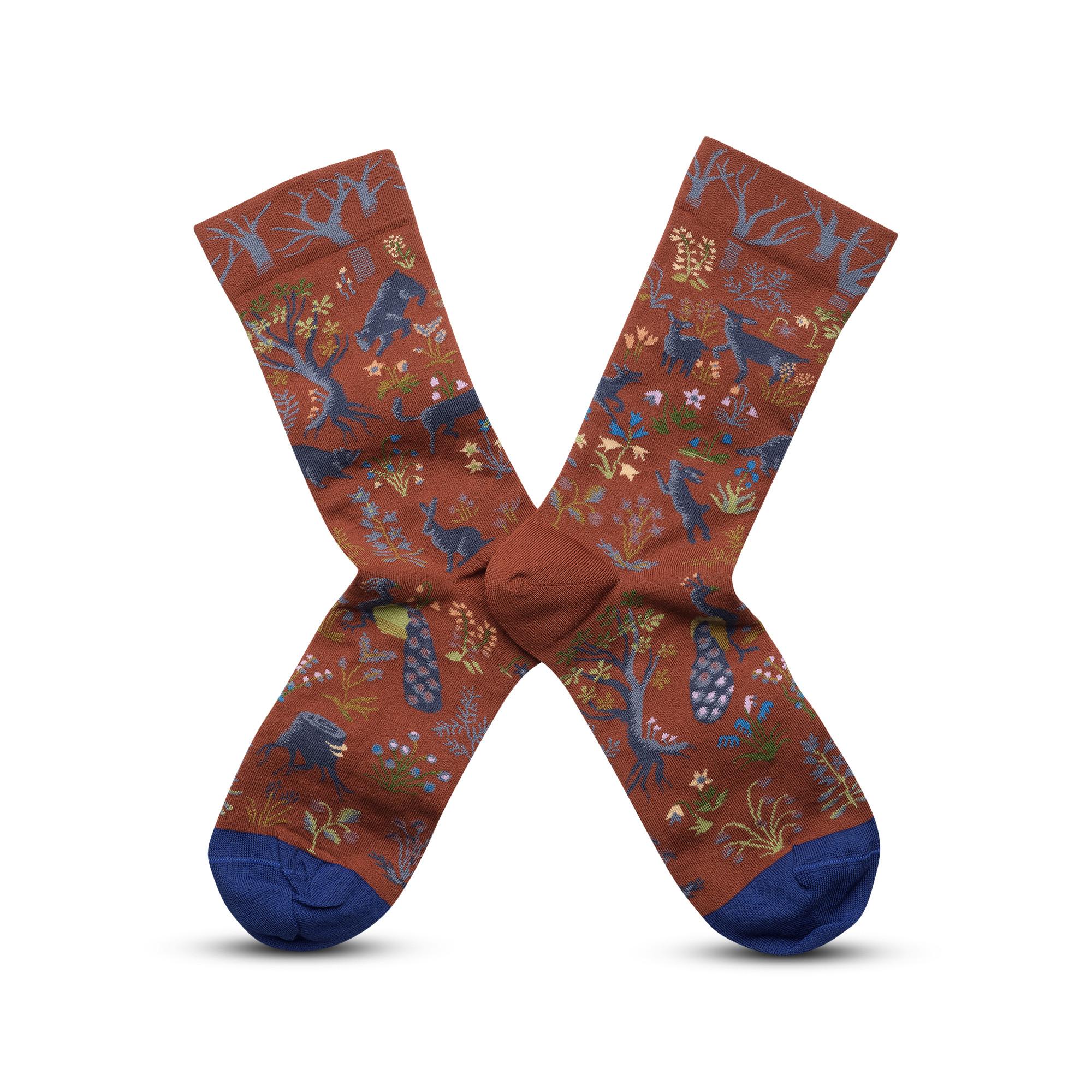 Bonne Maison Sous-Bois Sepia Woodland Chaussettes Motif  