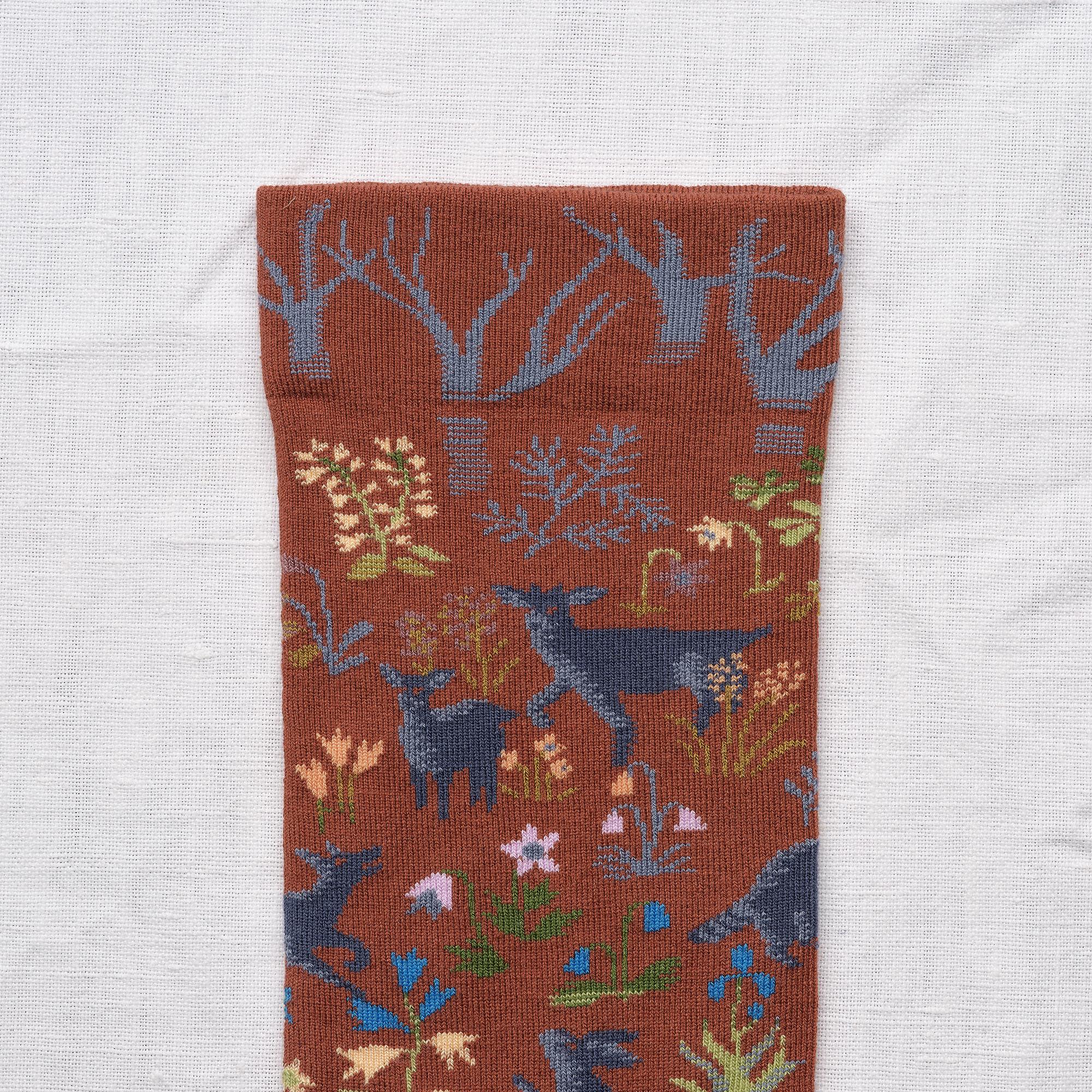 Bonne Maison Sous-Bois Sepia Woodland Chaussettes Motif  