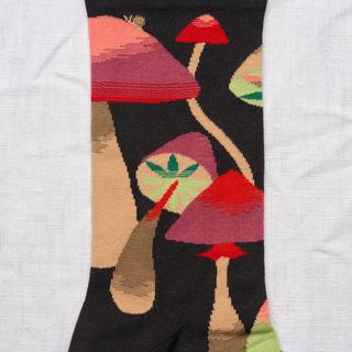 Bonne Maison Champignons Faux Noir Chaussettes  