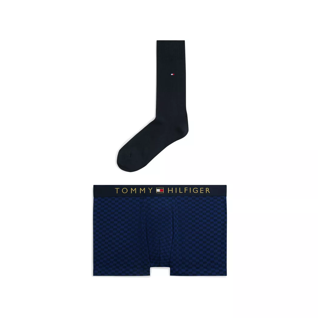 Tommy Hilfiger Trunk Print & Sock Set Black L