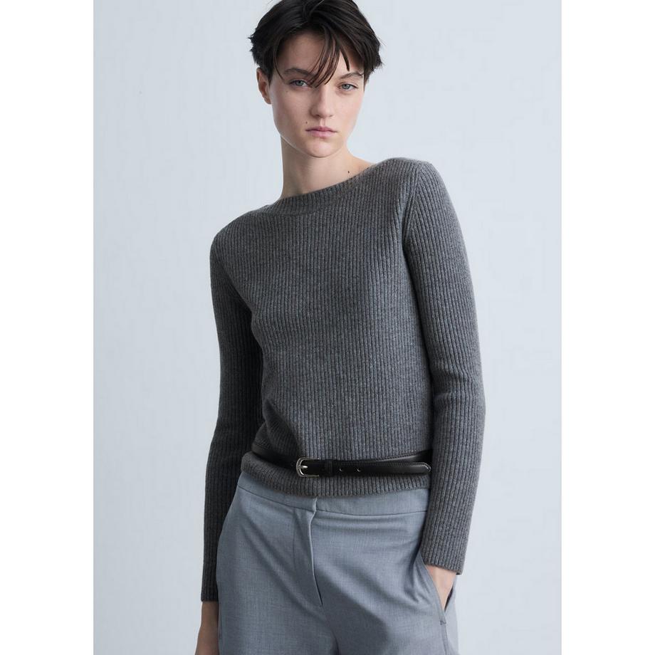 MANGO Brule Pull Fin Tricot Côtelé  