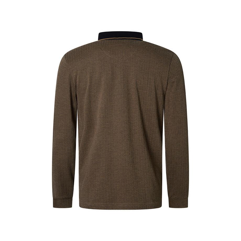 pierre cardin Polohemd Langarm Fischgrätmuster  