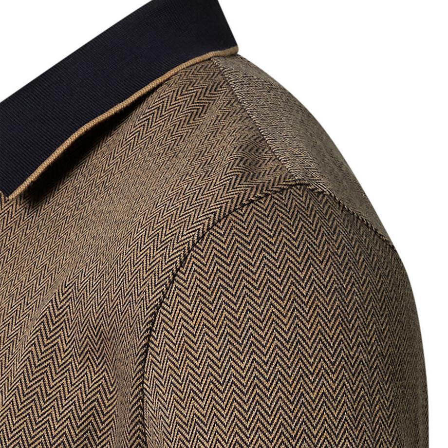 pierre cardin Polohemd Langarm Fischgrätmuster  