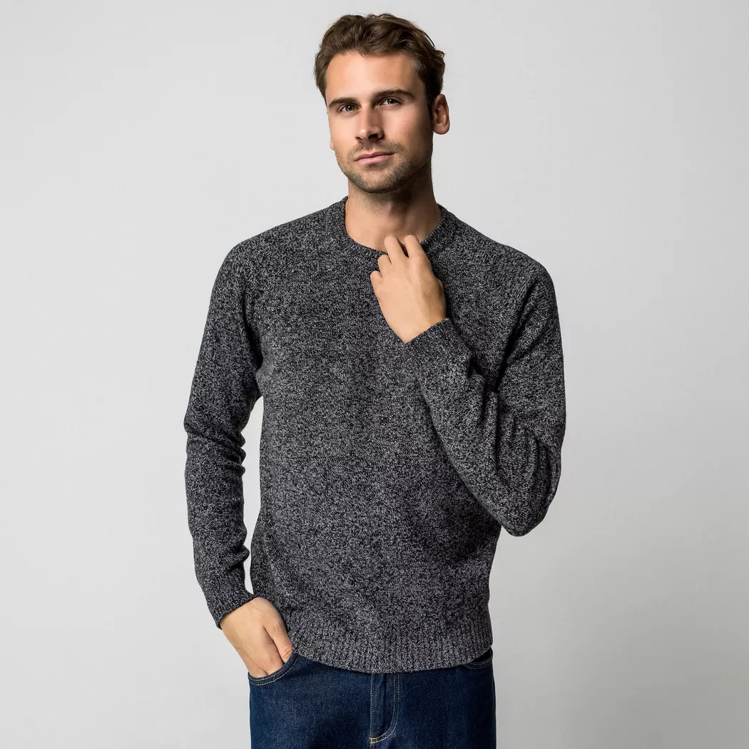 Manor Man - Pullover Lambswool, für Herren, Black, Größe M