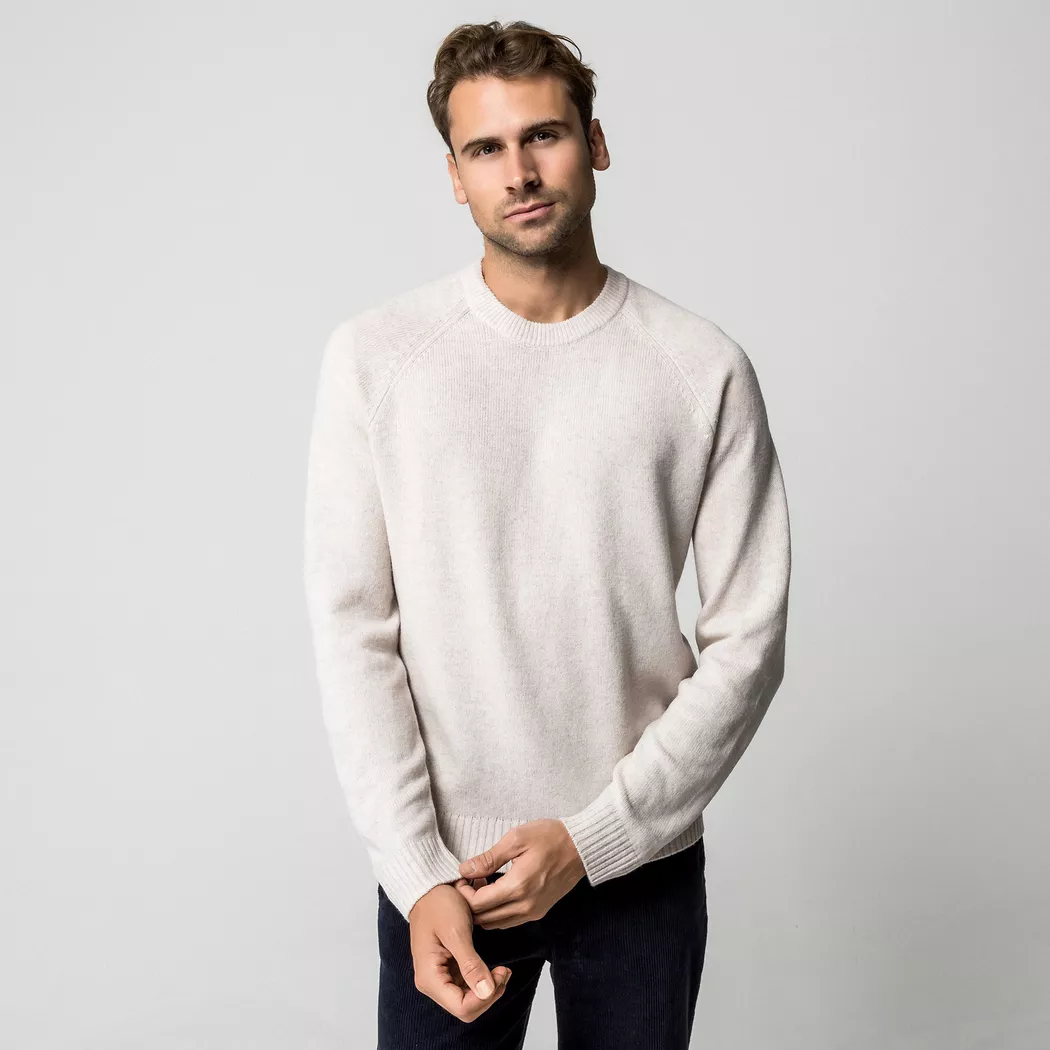 Manor Man - Pullover Lambswool, für Herren, Ecru, Größe XL