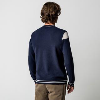 Manor Man Rundhals Pullover mit Kontraststreifen  