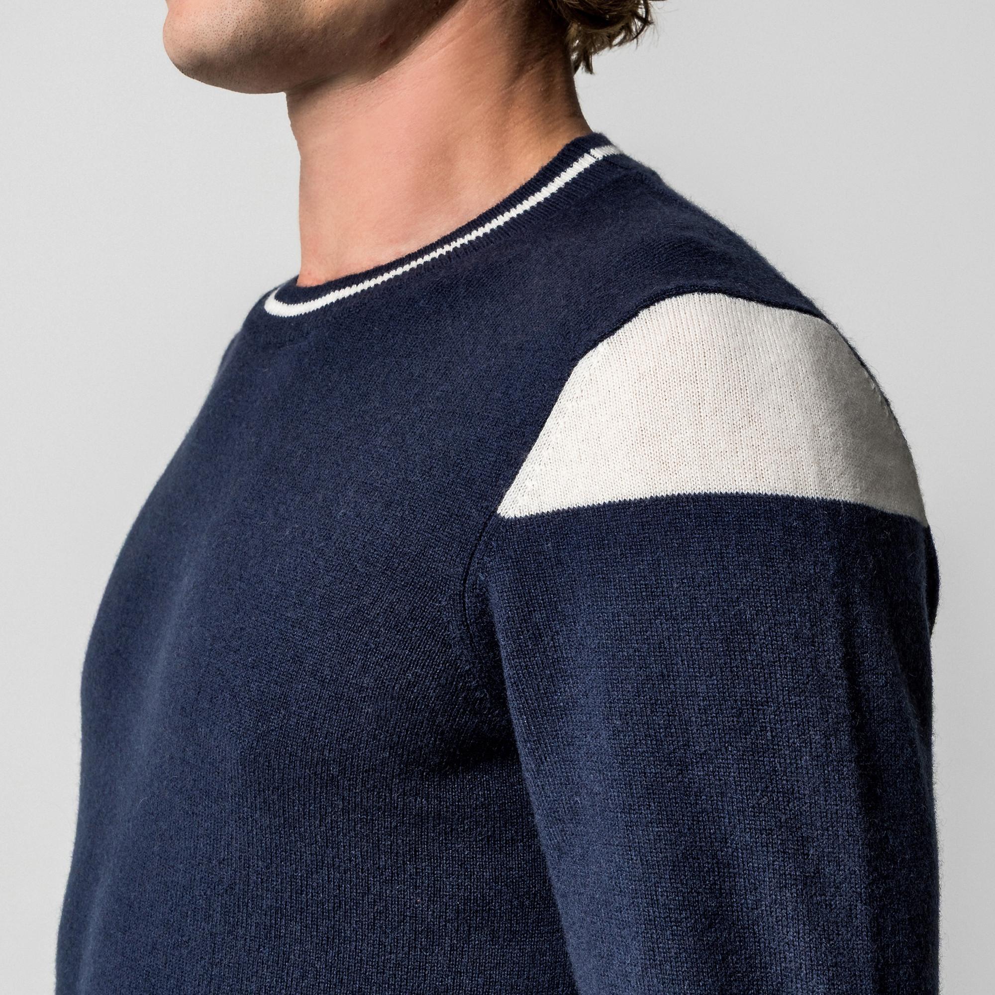 Manor Man Rundhals Pullover mit Kontraststreifen  