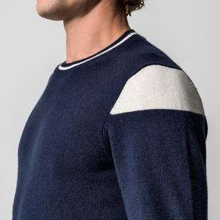 Manor Man Rundhals Pullover mit Kontraststreifen  