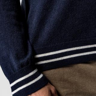 Manor Man Rundhals Pullover mit Kontraststreifen  