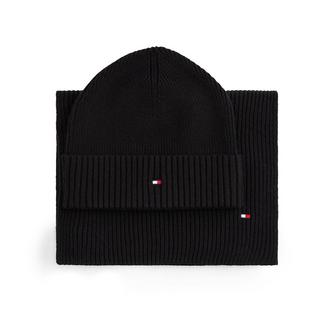 TOMMY HILFIGER Geripptes Mützen und Schal Set  