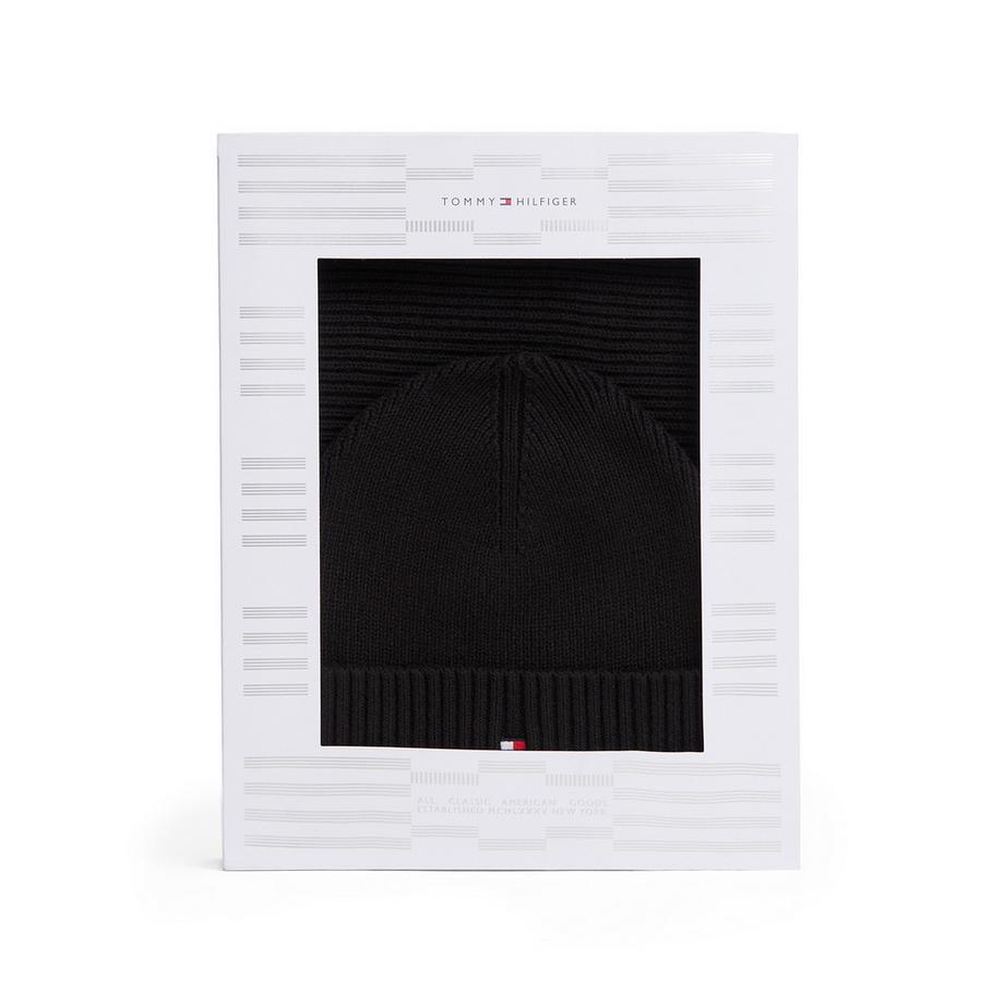 TOMMY HILFIGER Geripptes Mützen und Schal Set  