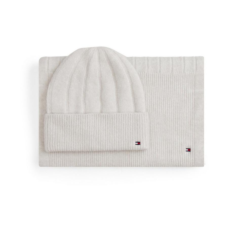 TOMMY HILFIGER TH Flag Fluffy Coffret Cadeau Écharpe et Bonnet  