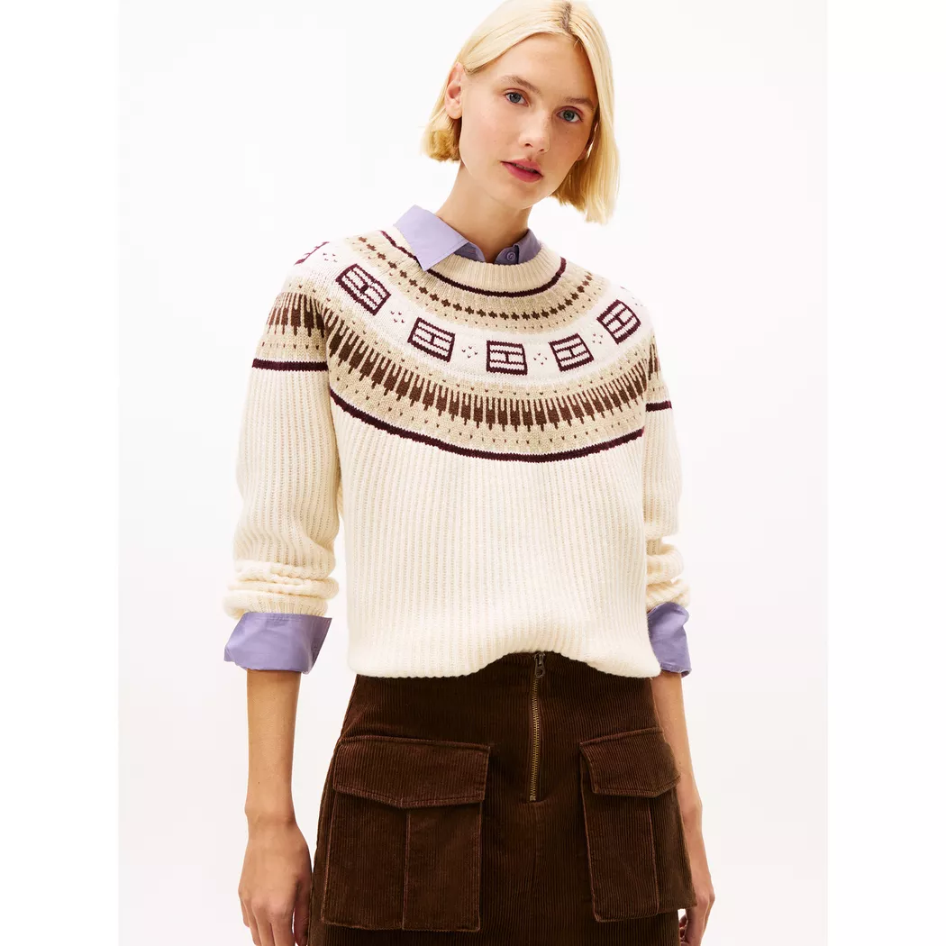 Rundhalspullover TOMMY HILFIGER "CO CABLE C-NK LS SWEATER", Damen, Gr. XL (46), weiß (ivory petal), Strick, Obermaterial: 100% Baumwolle, meliert, regular fit normal, Rundhals, Rippstrickbündchen, Pullover Rundhalspullover, Baumwolle, mit Zopfmuster, Regu