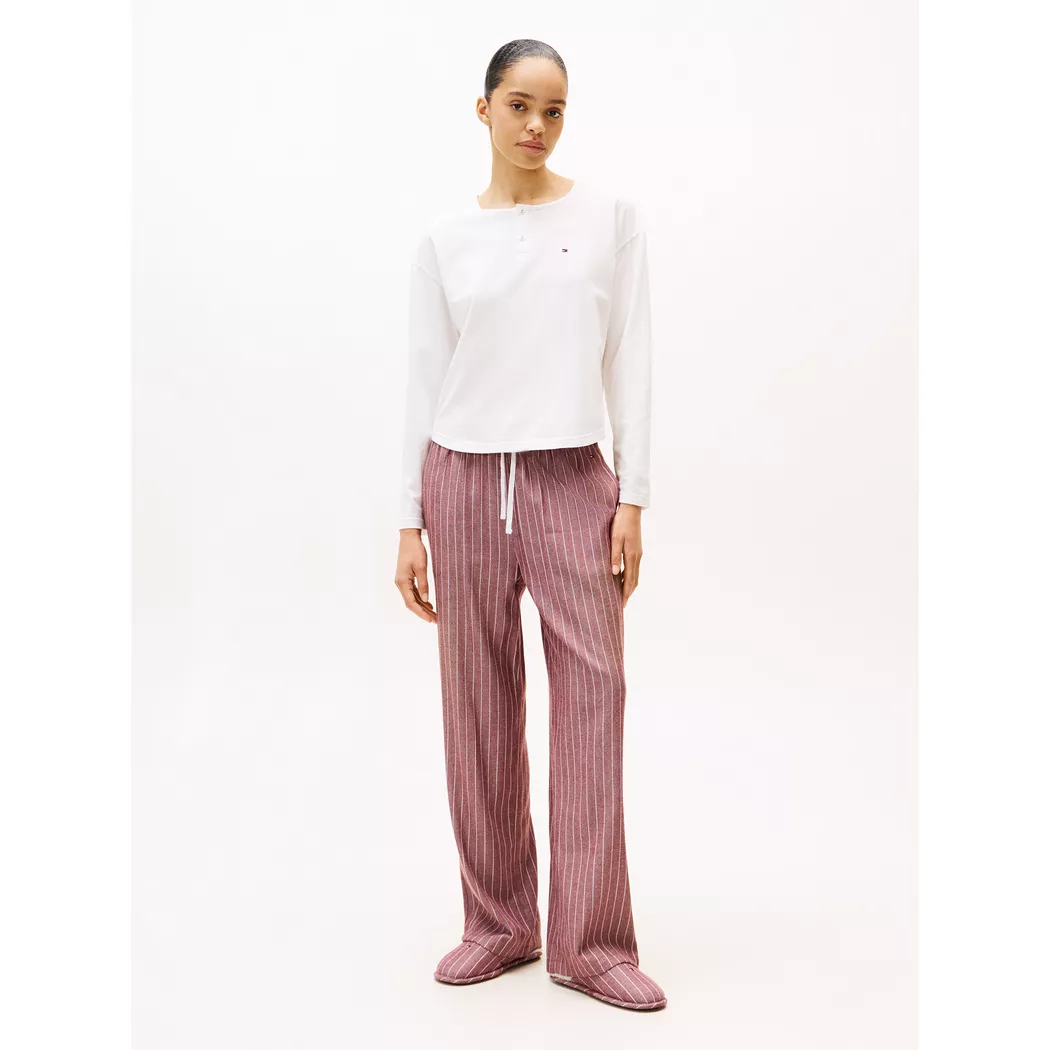 Tommy Hilfiger Pyjama à Manches Longues Uw0uw06154 Ecru / Thin Stripe Rouge XL Femme