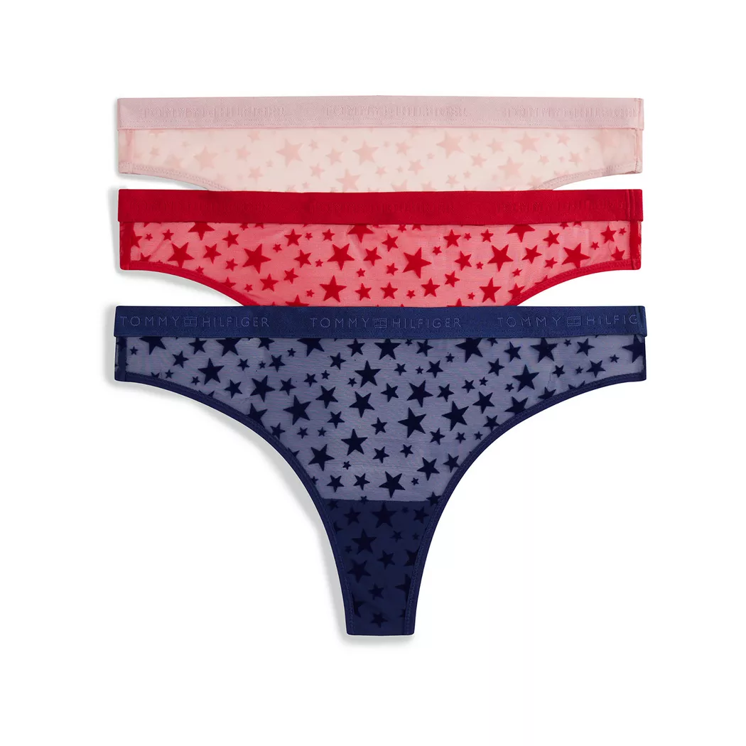 Tommy Hilfiger String Uw0uw06445 3 Unités Desert Sky / White / Primary Red S Femme