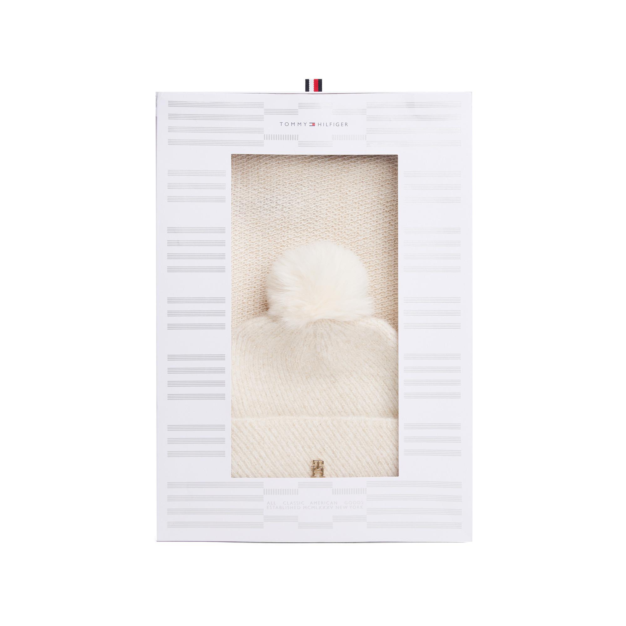 TOMMY HILFIGER TH Pom Pom GP Set Regalo Sciarpa Berretto  