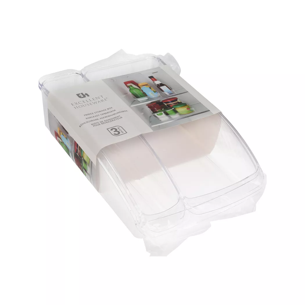 Excellent Houseware – Kühlschrankbehälter-Set, 32.5X22.5X8.5CM, Transparent