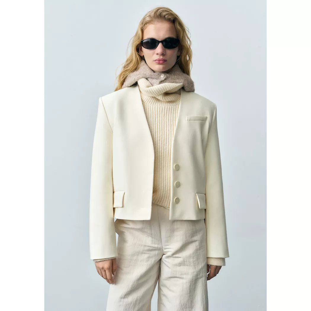 Mango - Blazer, für Damen, Ecru, Größe L