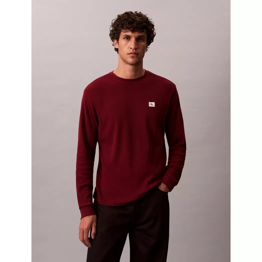 Calvin Klein Jeans - T-Shirt, langarm, für Herren, Bordeaux, Größe S