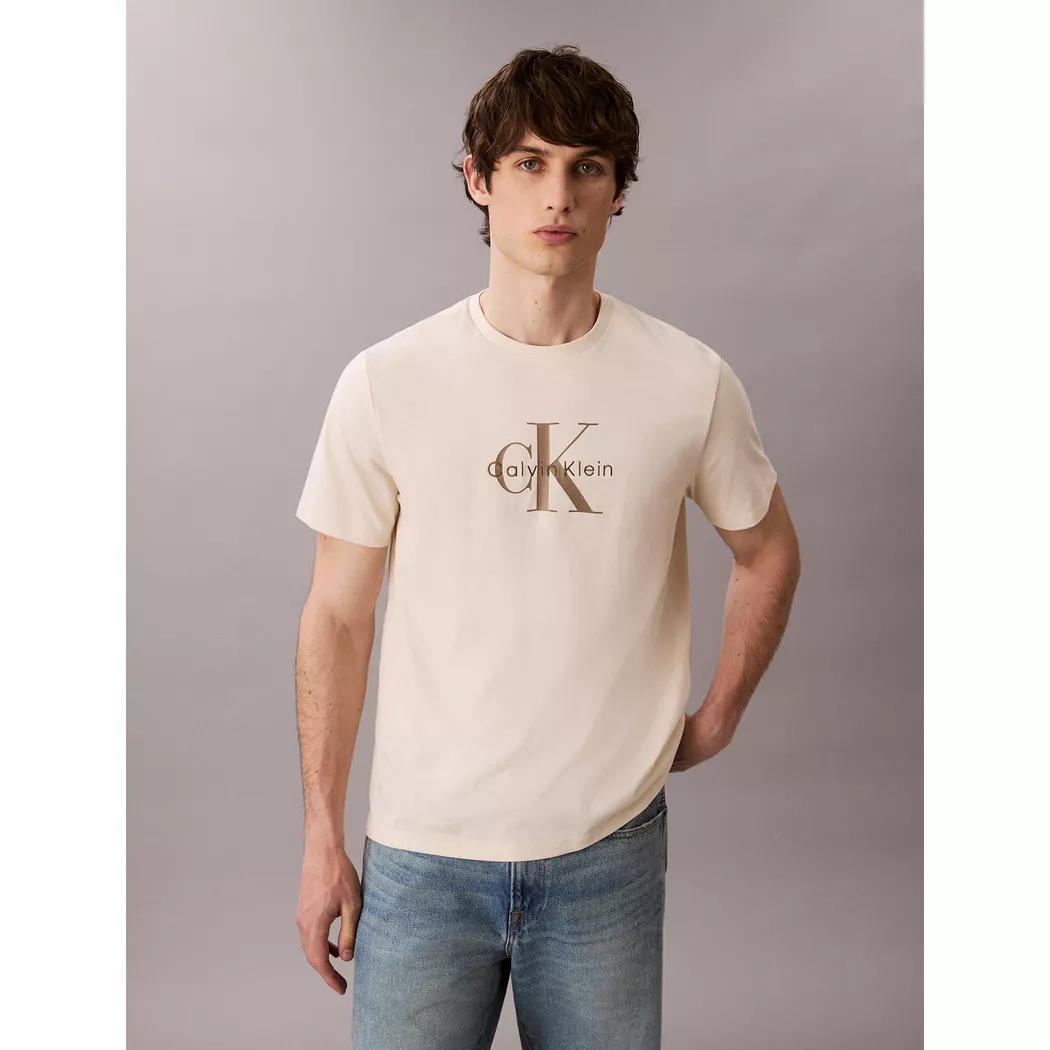 Calvin Klein Jeans T-shirt à Manches Courtes Lv04rb862g Chalk S Homme 2