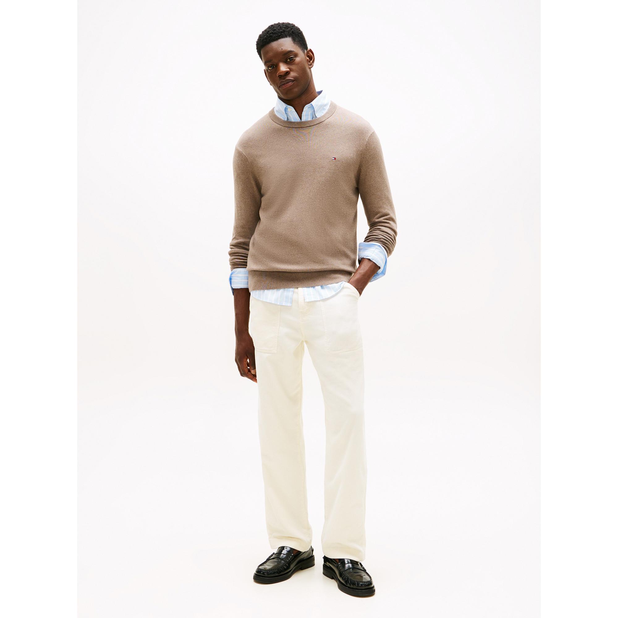 TOMMY HILFIGER Pima Bio Baumwolle Kaschmir Rundhals Pullover  